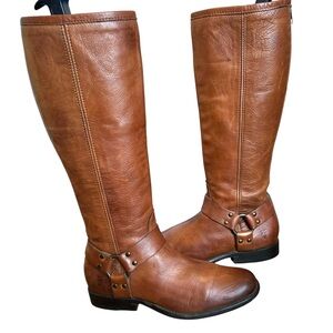 FRYE Phillip Harness Tall Boots Women’s British Tan Leather